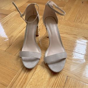 Madden girl faux suede tan sandals with jeweled 3 1/4 ‘’ heel size 9